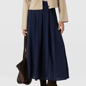 Saint + Sofia Eliza Pleated Skirt - Navy